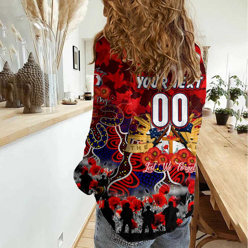 Personalized Roosters ANZAC Day Women Casual Shirt Australian Army - Lest We Forget