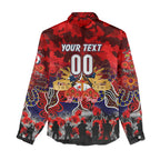 Personalized Roosters ANZAC Day Women Casual Shirt Australian Army - Lest We Forget