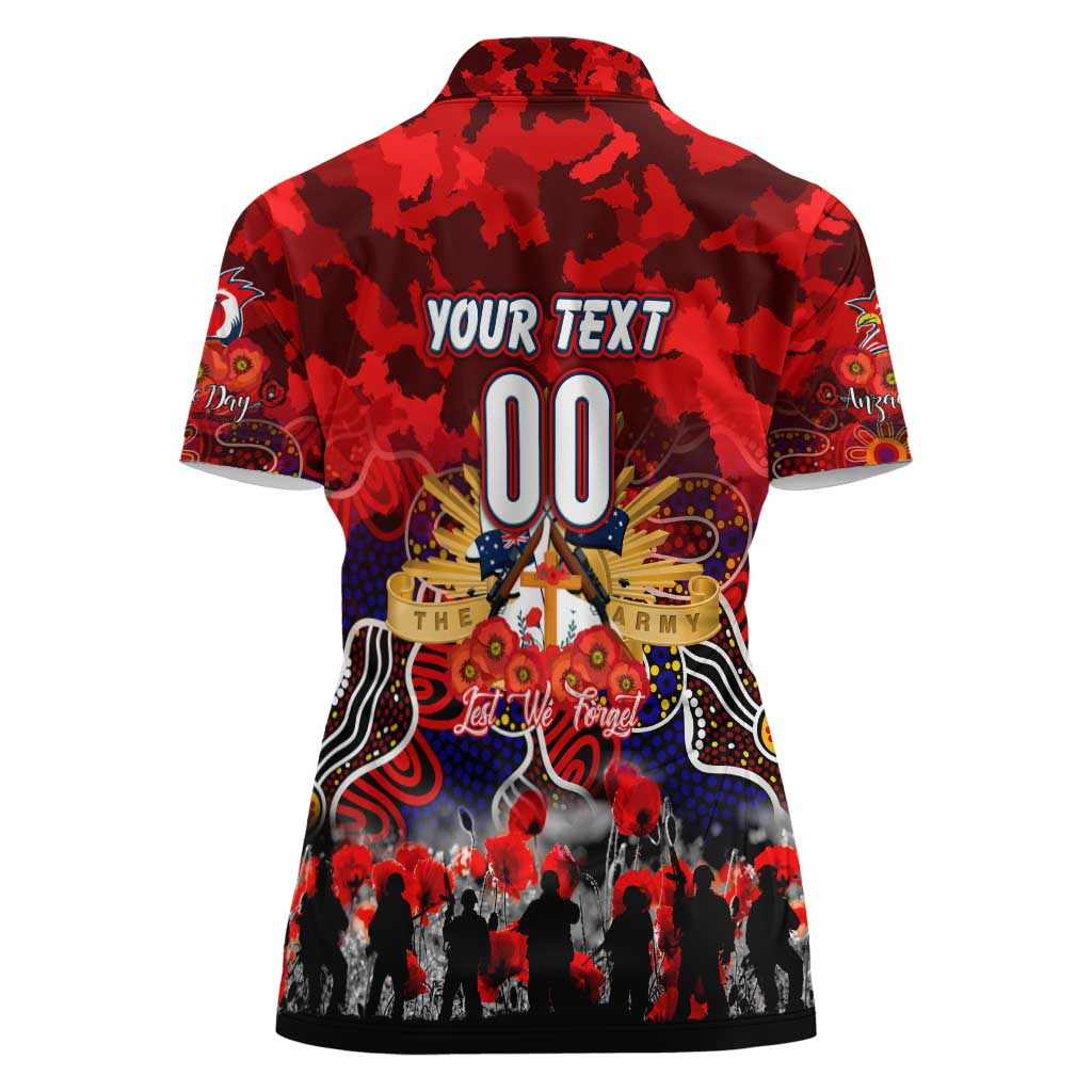 Personalized Roosters ANZAC Day Women Polo Shirt Australian Army - Lest We Forget