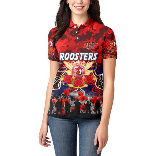 Personalized Roosters ANZAC Day Women Polo Shirt Australian Army - Lest We Forget