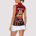 Personalized Roosters ANZAC Day Women Sleeveless Polo Shirt Australian Army - Lest We Forget