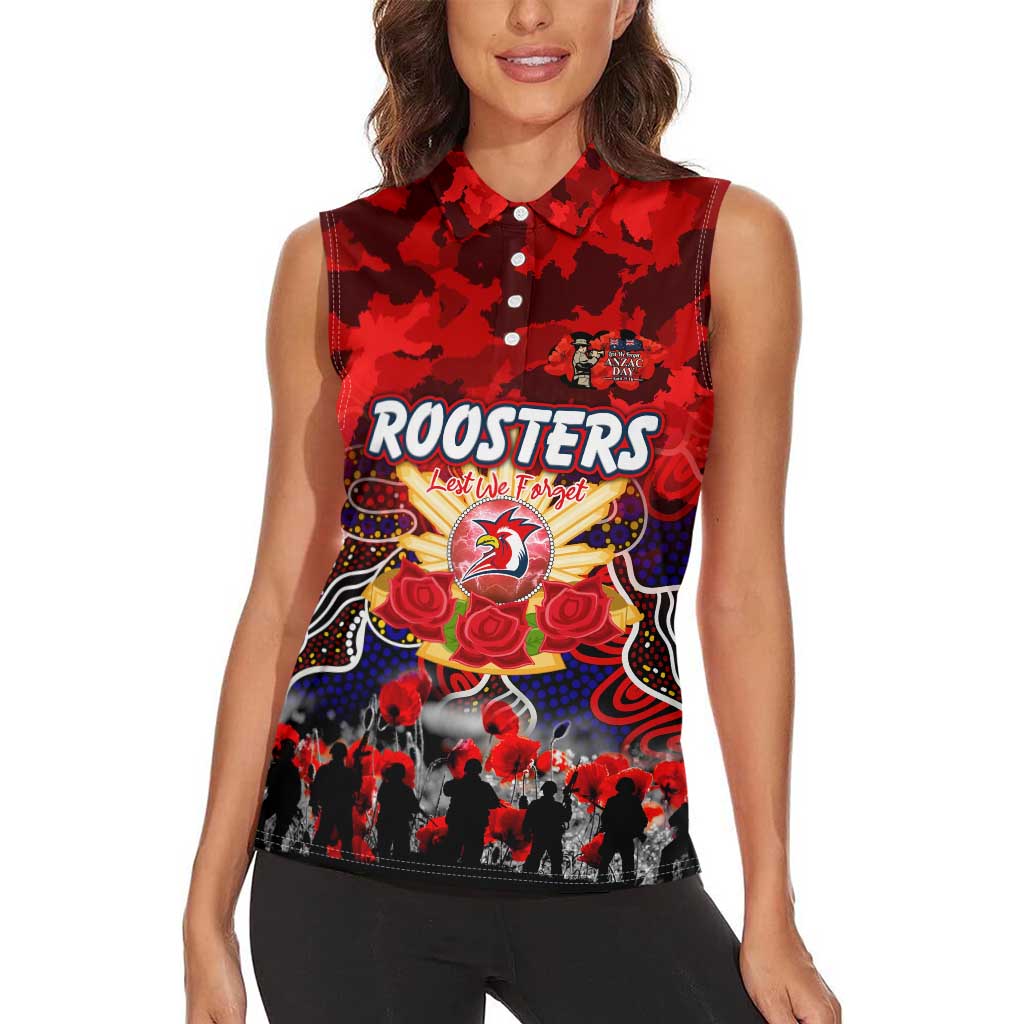 Personalized Roosters ANZAC Day Women Sleeveless Polo Shirt Australian Army - Lest We Forget