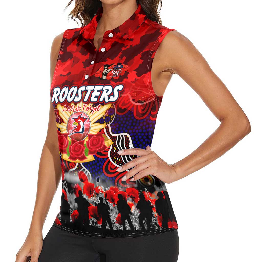 Personalized Roosters ANZAC Day Women Sleeveless Polo Shirt Australian Army - Lest We Forget