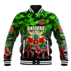 Personalized Raiders ANZAC Day Baseball Jacket Australian Army - Lest We Forget