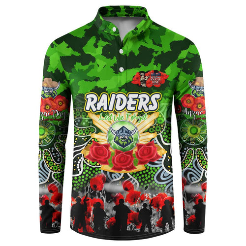 Personalized Raiders ANZAC Day Button Sweatshirt Australian Army - Lest We Forget