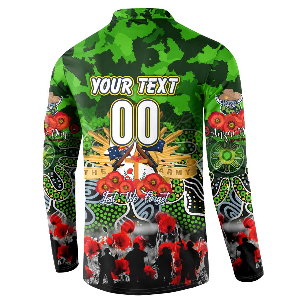 Personalized Raiders ANZAC Day Button Sweatshirt Australian Army - Lest We Forget