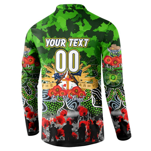 Personalized Raiders ANZAC Day Button Sweatshirt Australian Army - Lest We Forget