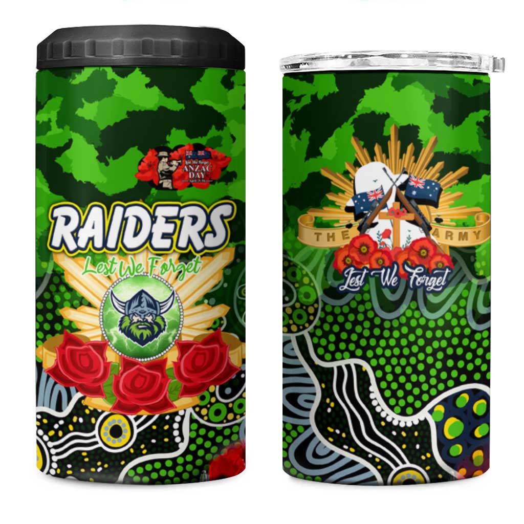 Personalized Raiders ANZAC Day 4 in 1 Can Cooler Tumbler Australian Army - Lest We Forget