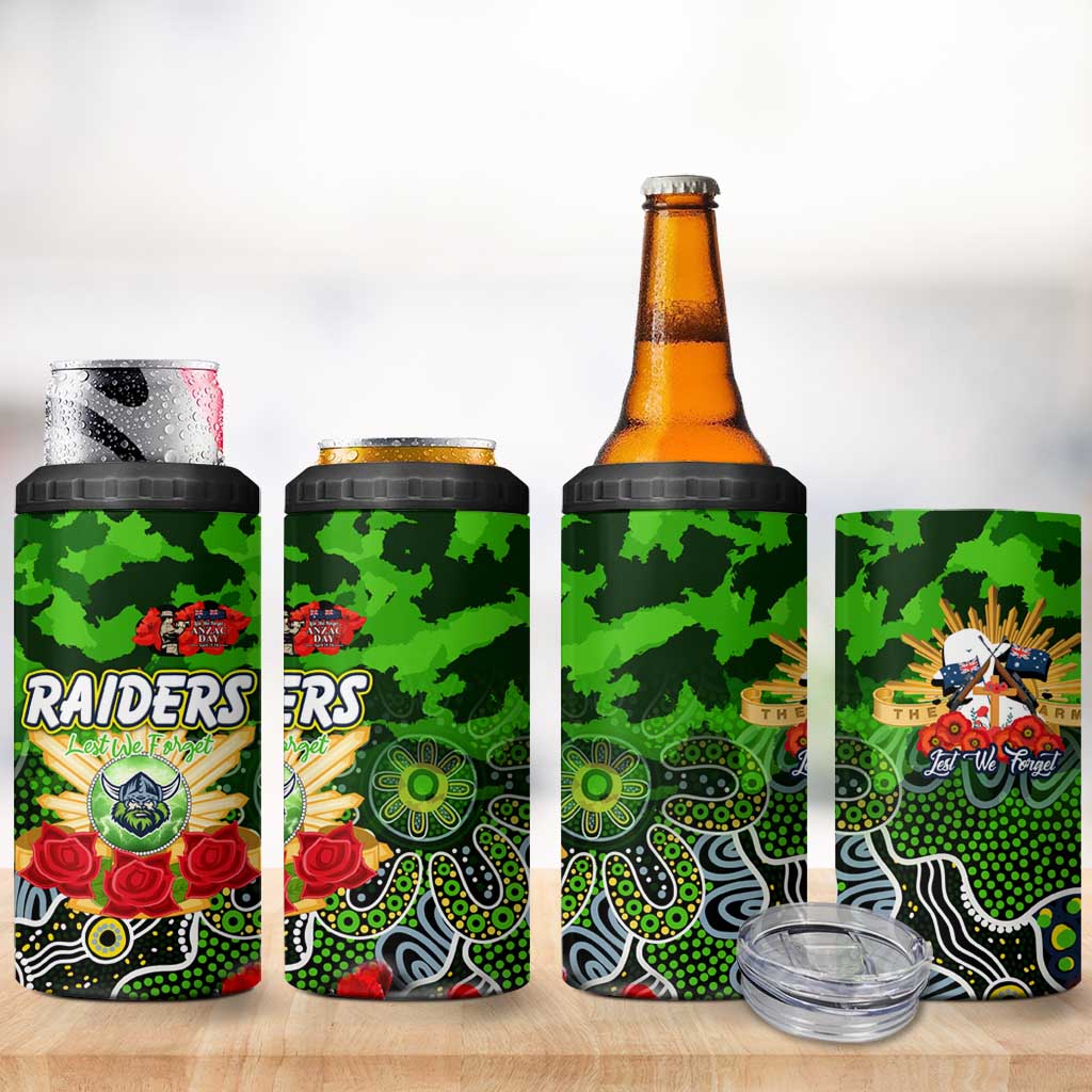 Personalized Raiders ANZAC Day 4 in 1 Can Cooler Tumbler Australian Army - Lest We Forget