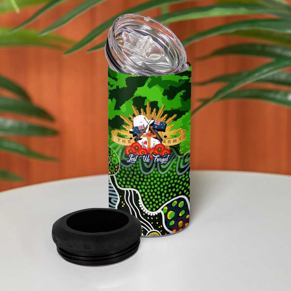 Personalized Raiders ANZAC Day 4 in 1 Can Cooler Tumbler Australian Army - Lest We Forget