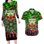 Personalized Raiders ANZAC Day Couples Matching Long Sleeve Bodycon Dress and Hawaiian Shirt Australian Army - Lest We Forget