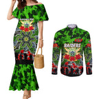 Personalized Raiders ANZAC Day Couples Matching Mermaid Dress and Long Sleeve Button Shirt Australian Army - Lest We Forget
