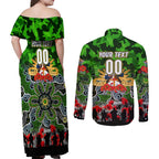 Personalized Raiders ANZAC Day Couples Matching Off Shoulder Maxi Dress and Long Sleeve Button Shirt Australian Army - Lest We Forget
