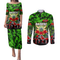 Personalized Raiders ANZAC Day Couples Matching Puletasi and Long Sleeve Button Shirt Australian Army - Lest We Forget