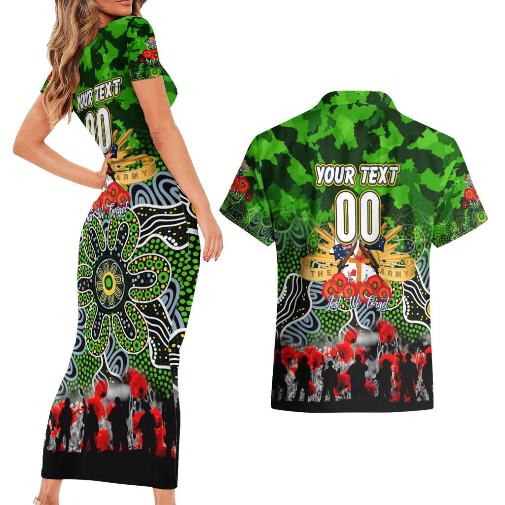 Personalized Raiders ANZAC Day Couples Matching Short Sleeve Bodycon Dress and Hawaiian Shirt Australian Army - Lest We Forget