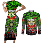 Personalized Raiders ANZAC Day Couples Matching Short Sleeve Bodycon Dress and Long Sleeve Button Shirt Australian Army - Lest We Forget