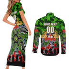 Personalized Raiders ANZAC Day Couples Matching Short Sleeve Bodycon Dress and Long Sleeve Button Shirt Australian Army - Lest We Forget