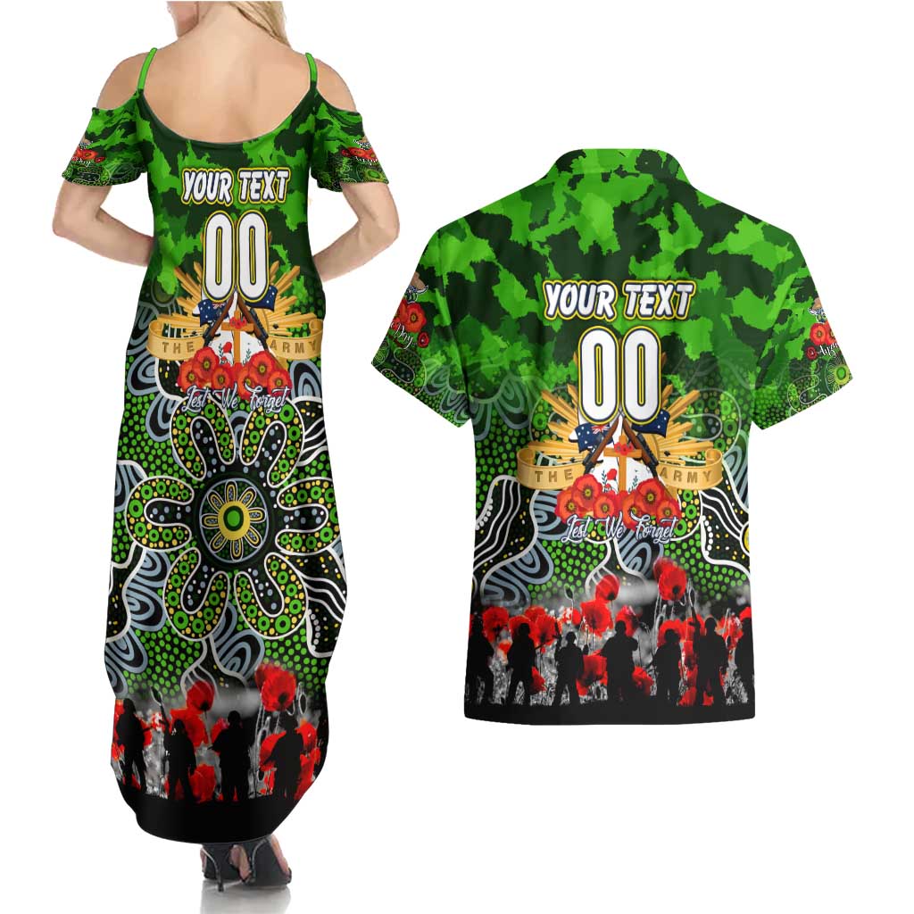 Personalized Raiders ANZAC Day Couples Matching Summer Maxi Dress and Hawaiian Shirt Australian Army - Lest We Forget