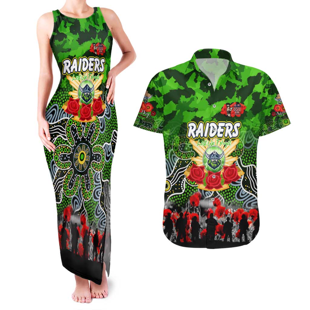 Personalized Raiders ANZAC Day Couples Matching Tank Maxi Dress and Hawaiian Shirt Australian Army - Lest We Forget