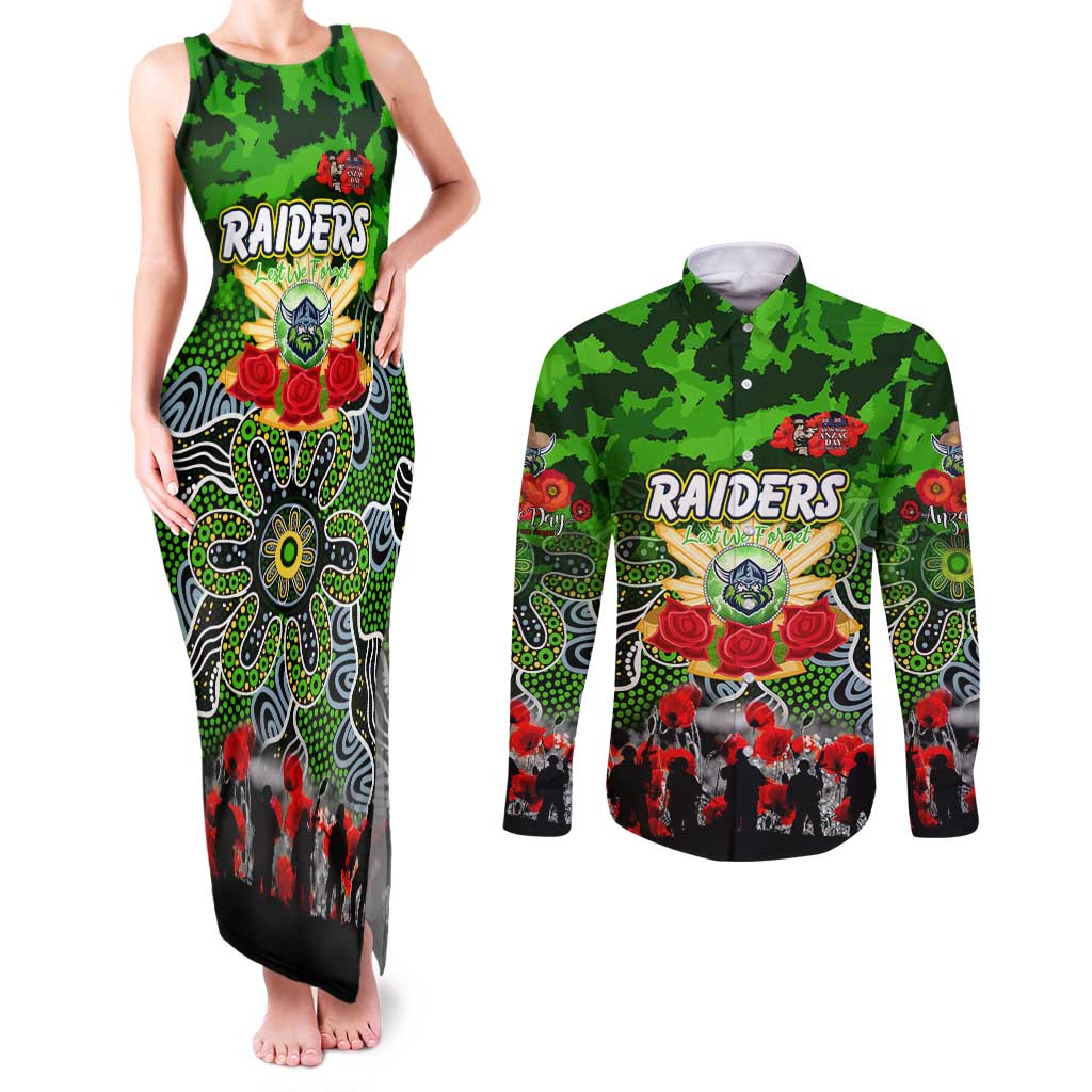 Personalized Raiders ANZAC Day Couples Matching Tank Maxi Dress and Long Sleeve Button Shirt Australian Army - Lest We Forget