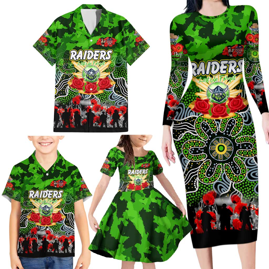 Personalized Raiders ANZAC Day Family Matching Long Sleeve Bodycon Dress and Hawaiian Shirt Australian Army - Lest We Forget