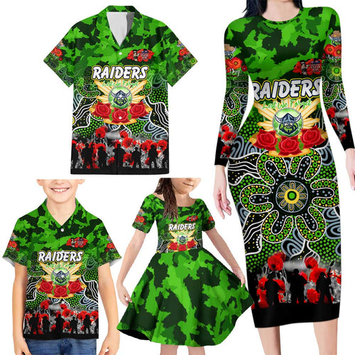 Personalized Raiders ANZAC Day Family Matching Long Sleeve Bodycon Dress and Hawaiian Shirt Australian Army - Lest We Forget
