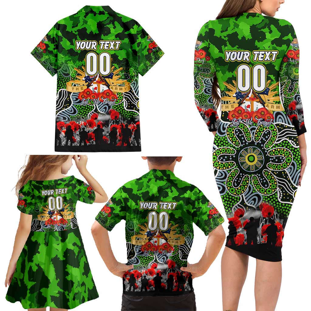 Personalized Raiders ANZAC Day Family Matching Long Sleeve Bodycon Dress and Hawaiian Shirt Australian Army - Lest We Forget