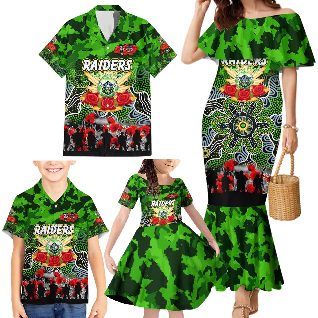 Personalized Raiders ANZAC Day Family Matching Mermaid Dress and Hawaiian Shirt Australian Army - Lest We Forget