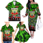 Personalized Raiders ANZAC Day Family Matching Off The Shoulder Long Sleeve Dress and Hawaiian Shirt Australian Army - Lest We Forget