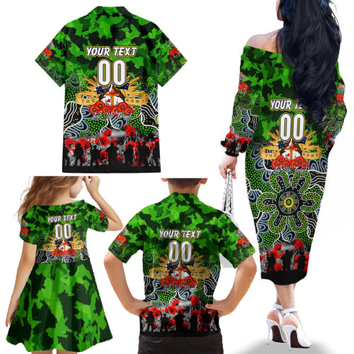 Personalized Raiders ANZAC Day Family Matching Off The Shoulder Long Sleeve Dress and Hawaiian Shirt Australian Army - Lest We Forget