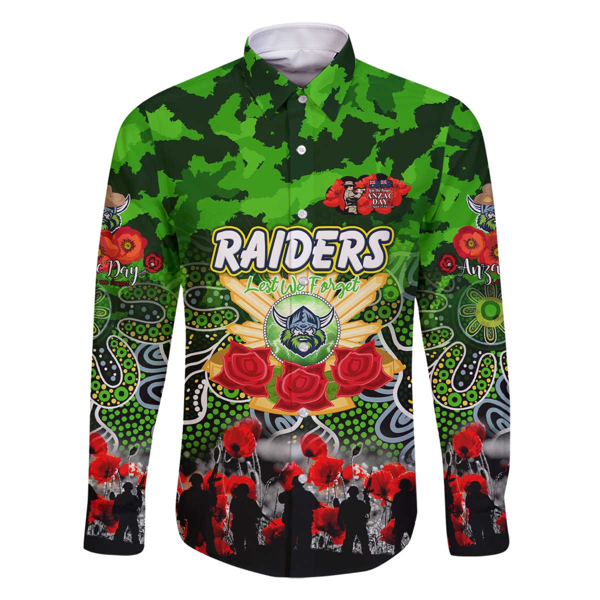 Personalized Raiders ANZAC Day Family Matching Off The Shoulder Long Sleeve Dress and Hawaiian Shirt Australian Army - Lest We Forget