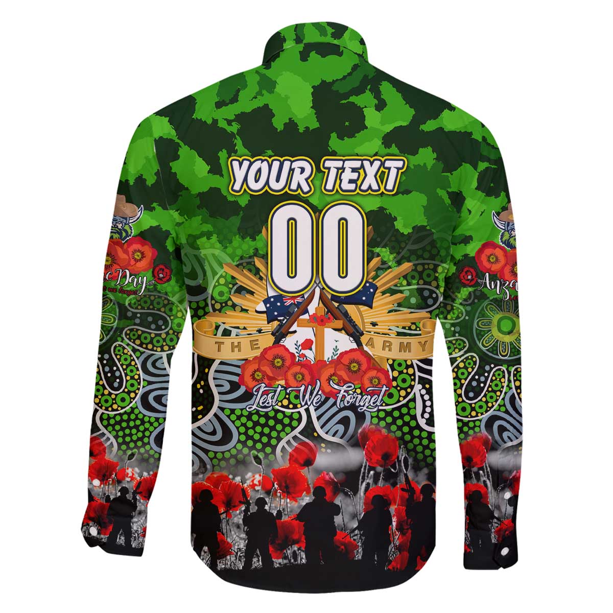 Personalized Raiders ANZAC Day Family Matching Off The Shoulder Long Sleeve Dress and Hawaiian Shirt Australian Army - Lest We Forget