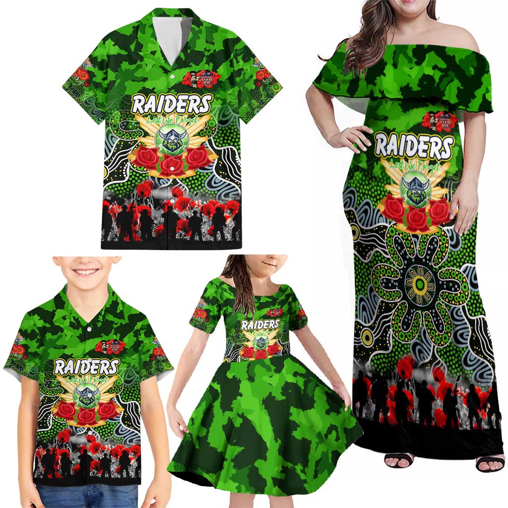 Personalized Raiders ANZAC Day Family Matching Off Shoulder Maxi Dress and Hawaiian Shirt Australian Army - Lest We Forget