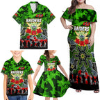 Personalized Raiders ANZAC Day Family Matching Off Shoulder Maxi Dress and Hawaiian Shirt Australian Army - Lest We Forget