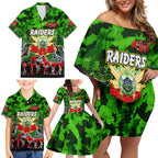 Personalized Raiders ANZAC Day Family Matching Off Shoulder Short Dress and Hawaiian Shirt Australian Army - Lest We Forget