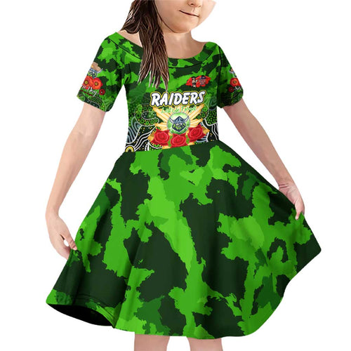Personalized Raiders ANZAC Day Family Matching Off Shoulder Short Dress and Hawaiian Shirt Australian Army - Lest We Forget