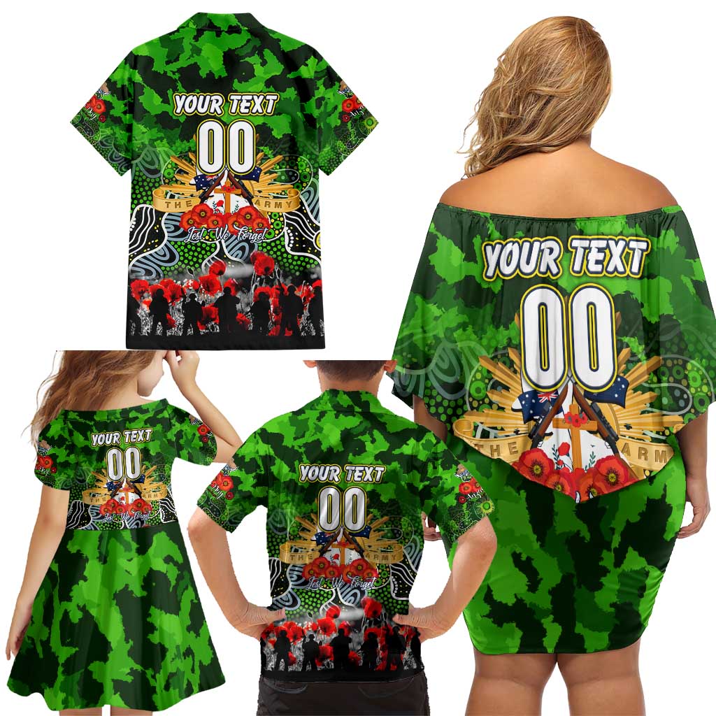 Personalized Raiders ANZAC Day Family Matching Off Shoulder Short Dress and Hawaiian Shirt Australian Army - Lest We Forget