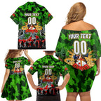 Personalized Raiders ANZAC Day Family Matching Off Shoulder Short Dress and Hawaiian Shirt Australian Army - Lest We Forget