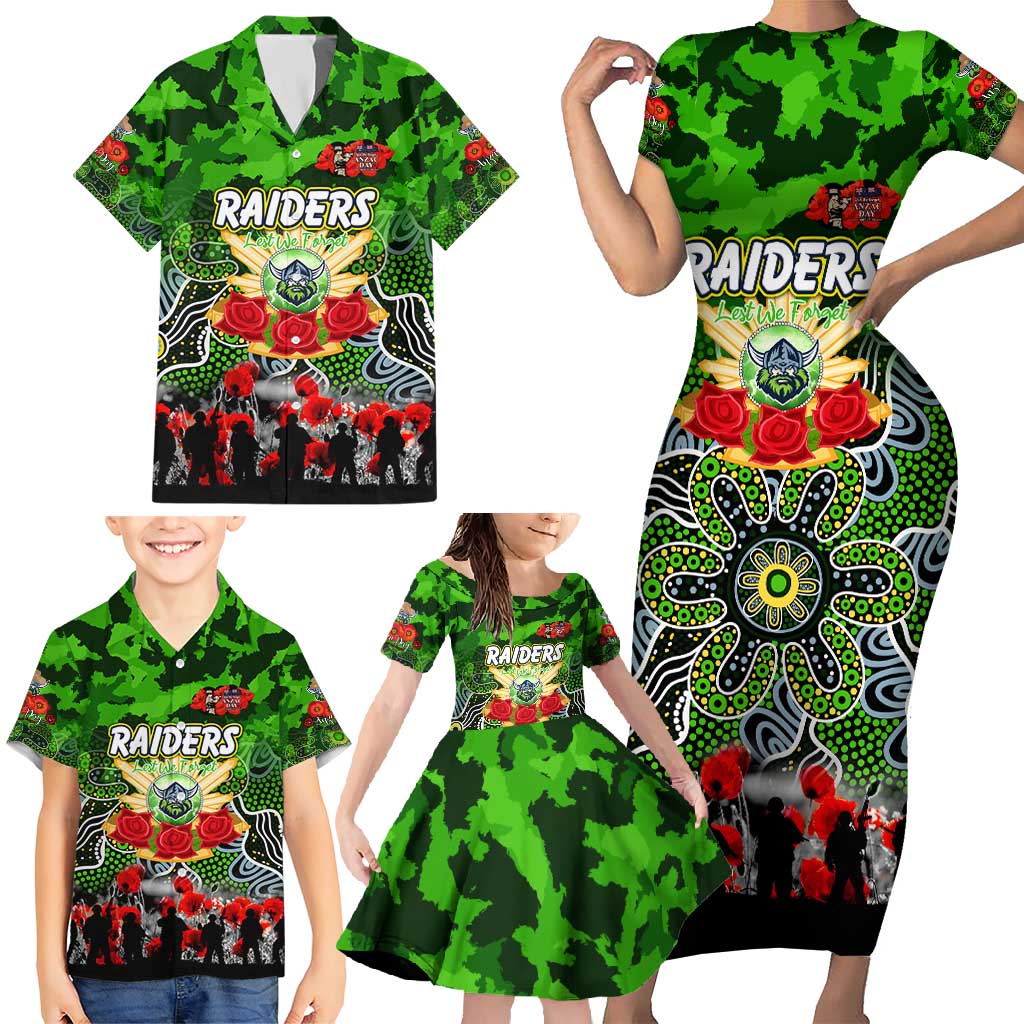 Personalized Raiders ANZAC Day Family Matching Short Sleeve Bodycon Dress and Hawaiian Shirt Australian Army - Lest We Forget