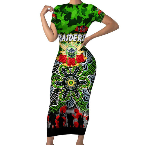 Personalized Raiders ANZAC Day Family Matching Short Sleeve Bodycon Dress and Hawaiian Shirt Australian Army - Lest We Forget