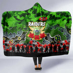 Raiders ANZAC Day Hooded Blanket Australian Army - Lest We Forget