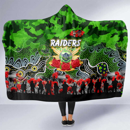 Raiders ANZAC Day Hooded Blanket Australian Army - Lest We Forget