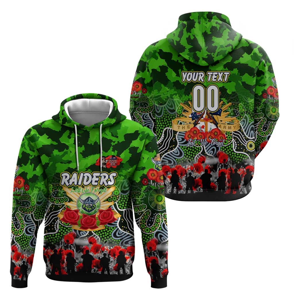 Personalized Raiders ANZAC Day Hoodie Australian Army - Lest We Forget