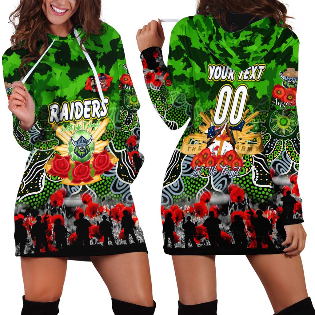 Personalized Raiders ANZAC Day Hoodie Dress Australian Army - Lest We Forget