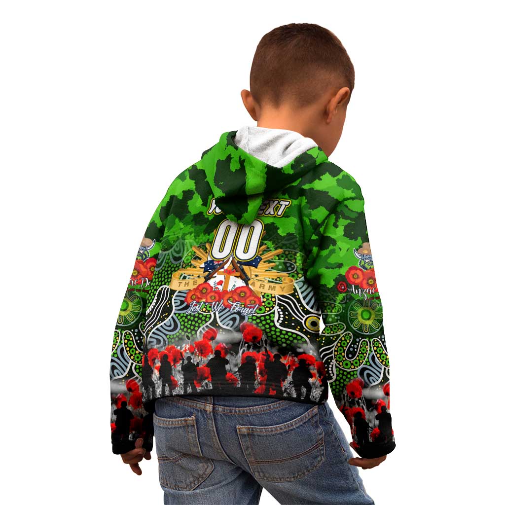 Personalized Raiders ANZAC Day Kid Hoodie Australian Army - Lest We Forget