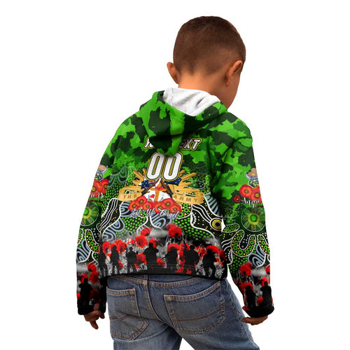 Personalized Raiders ANZAC Day Kid Hoodie Australian Army - Lest We Forget