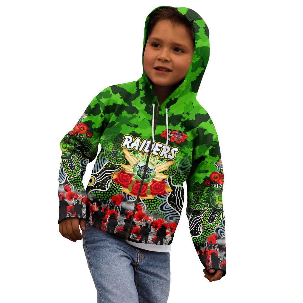 Personalized Raiders ANZAC Day Kid Hoodie Australian Army - Lest We Forget