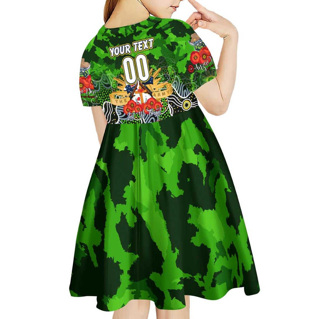 Personalized Raiders ANZAC Day Kid Short Sleeve Dress Australian Army - Lest We Forget