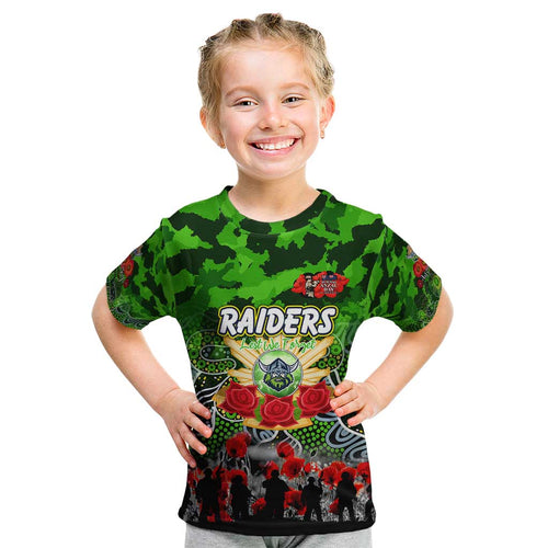Personalized Raiders ANZAC Day Kid T Shirt Australian Army - Lest We Forget