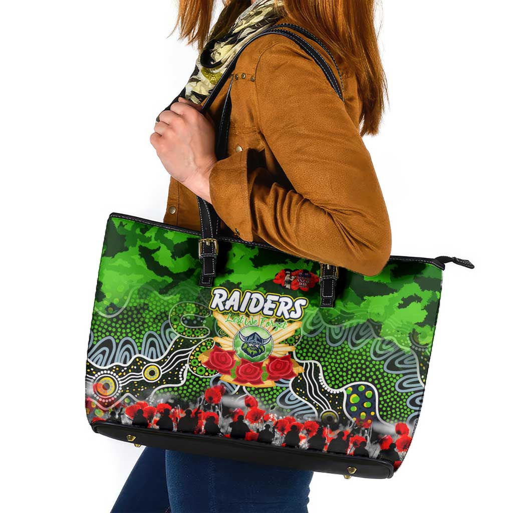 Raiders ANZAC Day Leather Tote Bag Australian Army - Lest We Forget